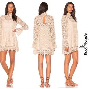 Free People Womens Simone Cream Lace Floral Dress